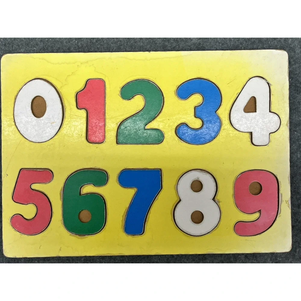 VTG Wooden ABC Alphabet 123 Number Puzzle Set of 2 Flat Inlay Toddler Montessori